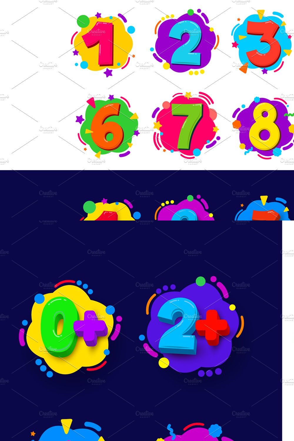 Colored cartoon numbers. pinterest preview image.