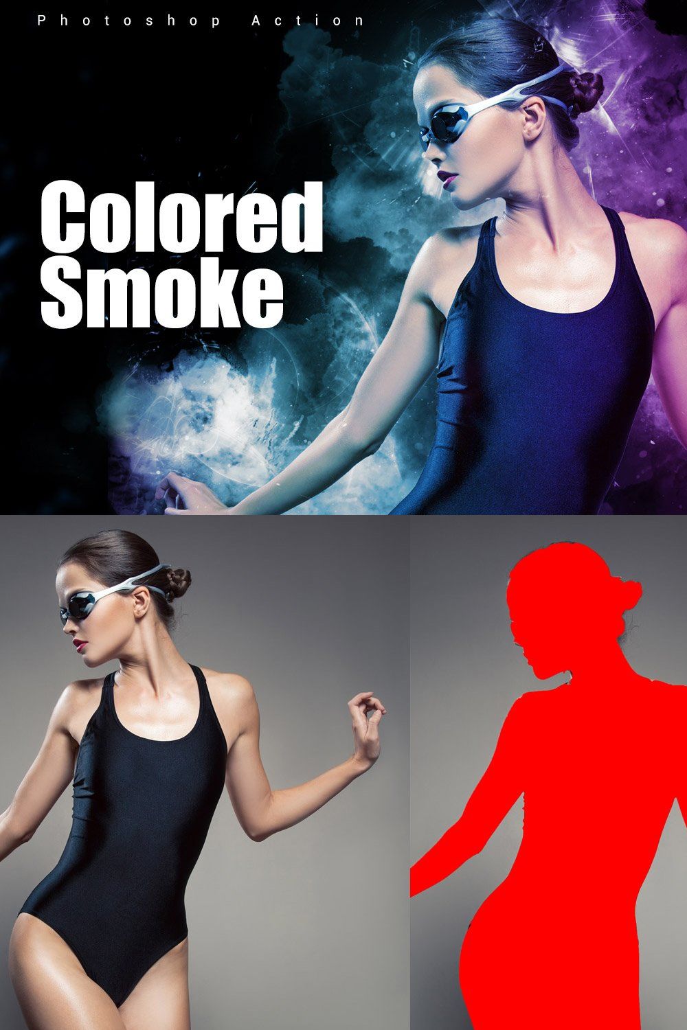 Colored Smoke Photoshop Action pinterest preview image.