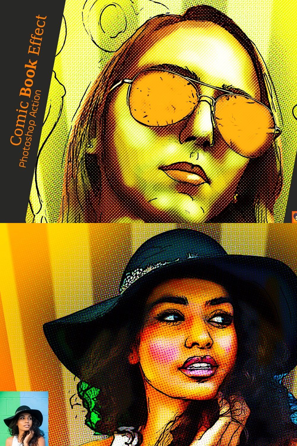 Comic Book Effect Photoshop Action pinterest preview image.