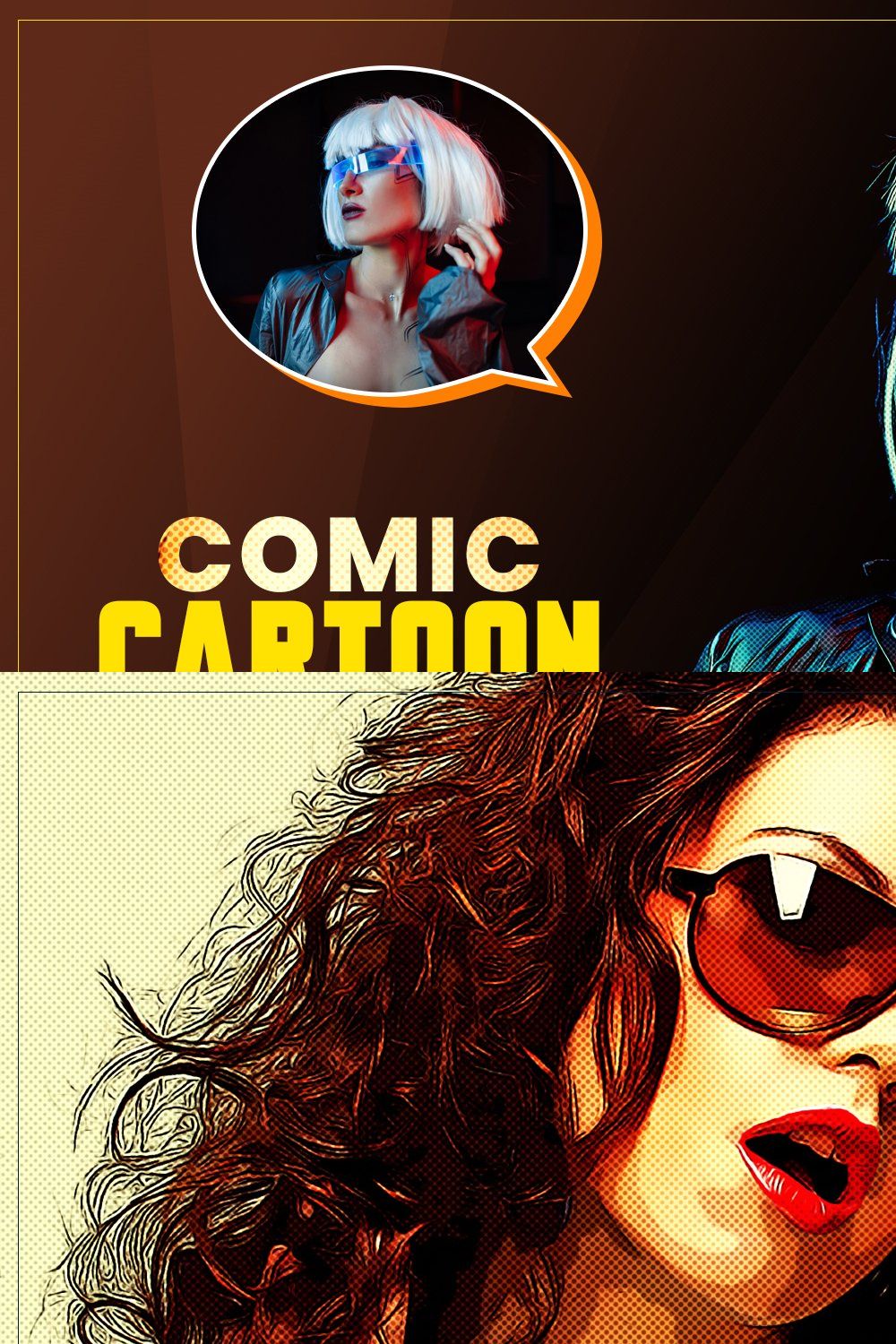 Comic Cartoon Effect Photoshop FX pinterest preview image.