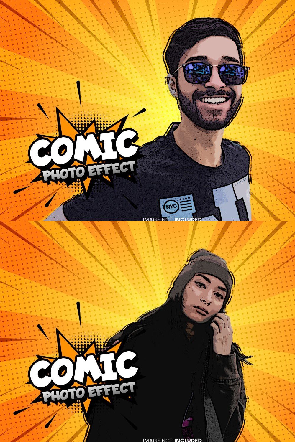 Comic Photo Effect Psd pinterest preview image.
