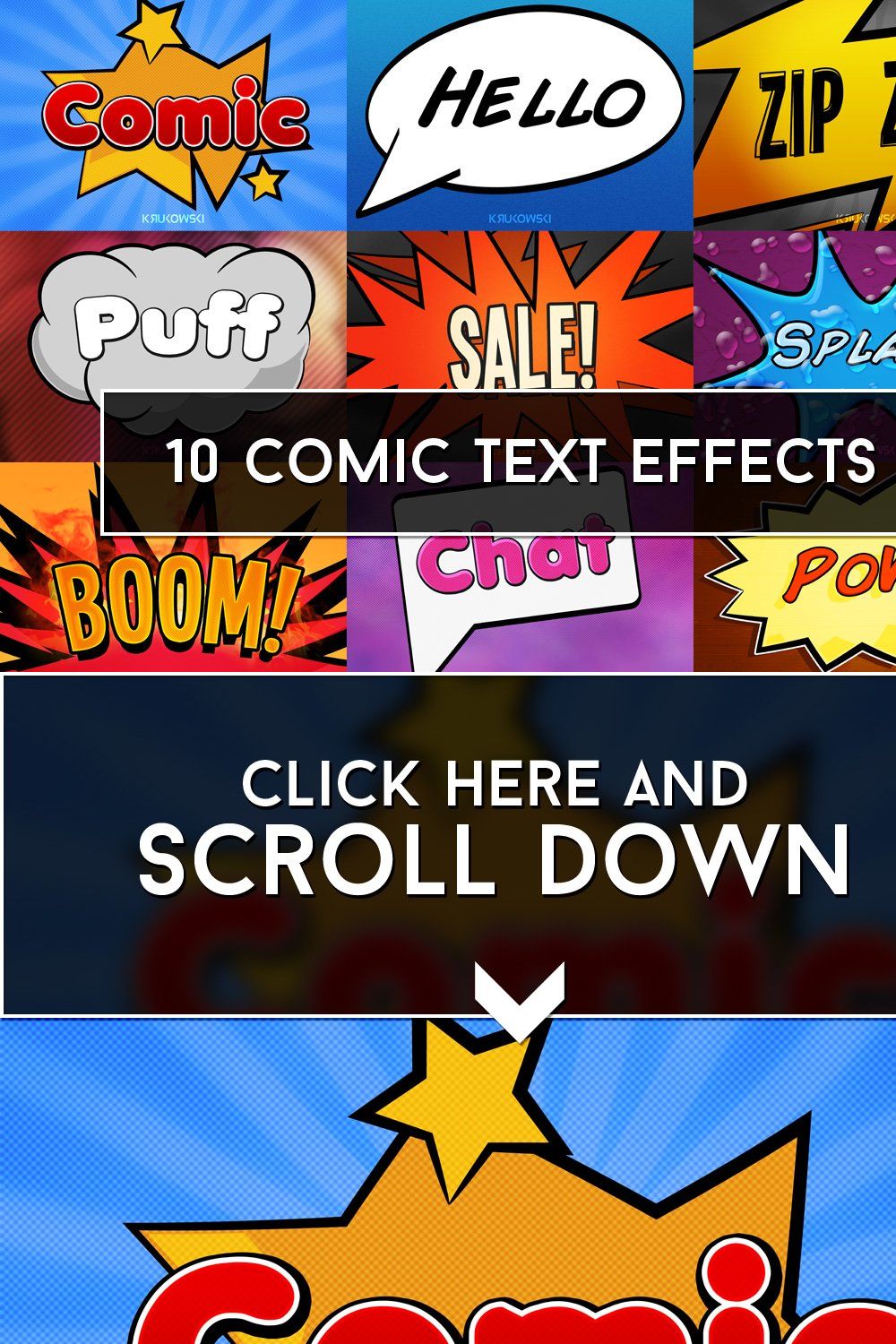Comic Text Effects pinterest preview image.