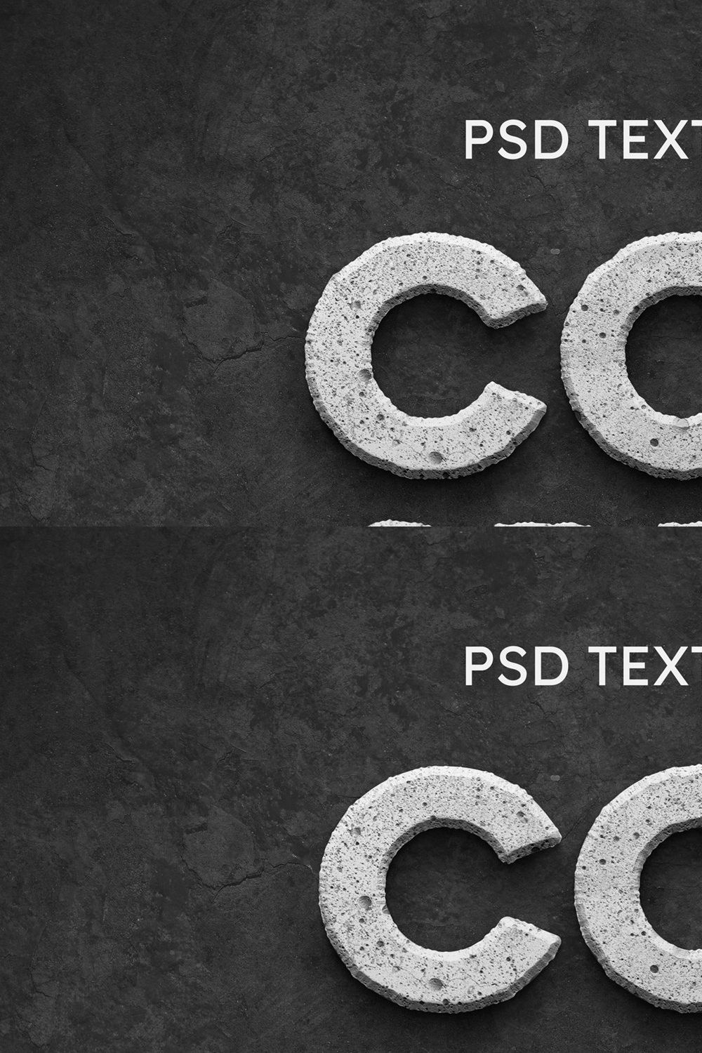 Concrete Text Effect PSD pinterest preview image.