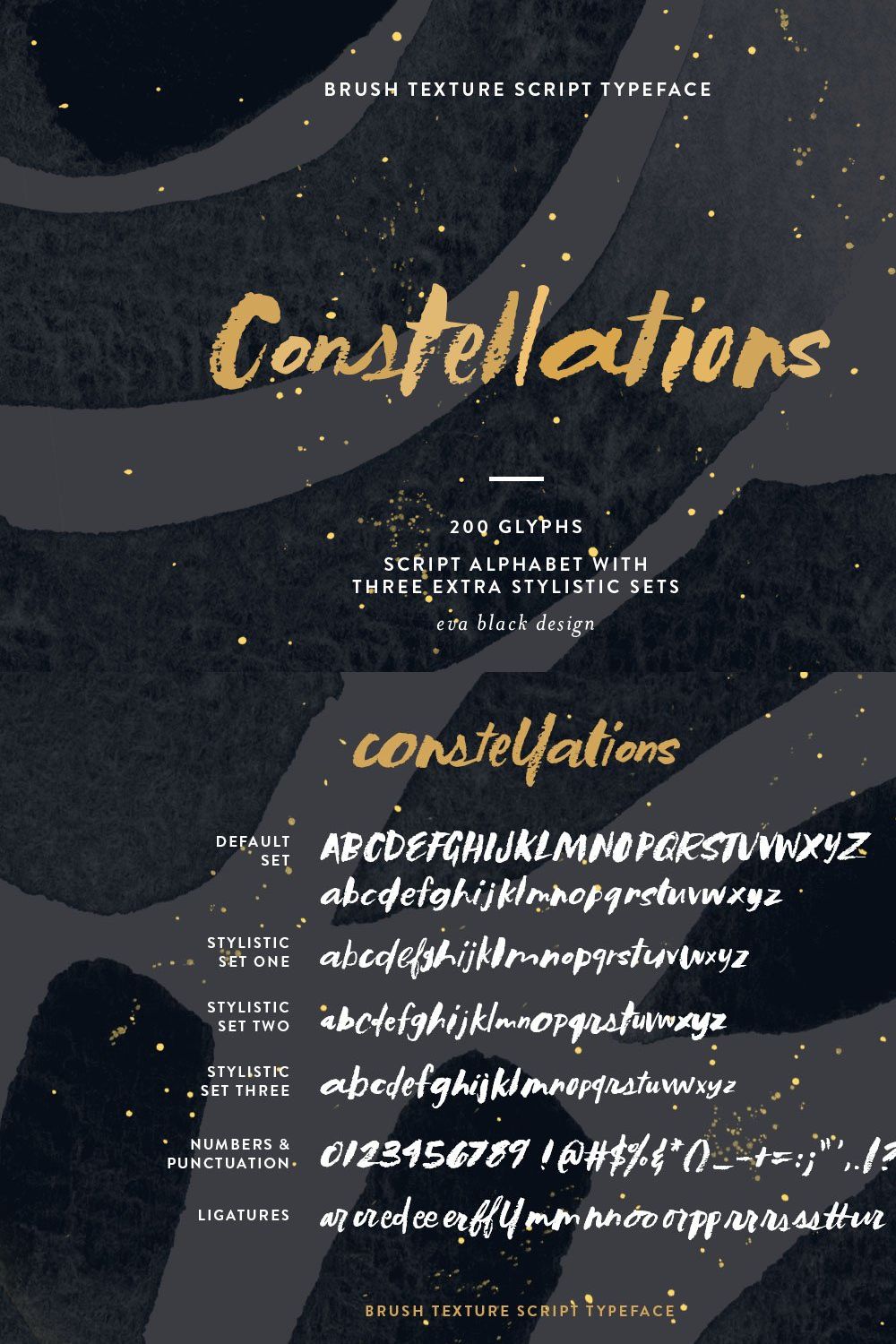 Constellations Textured Script pinterest preview image.