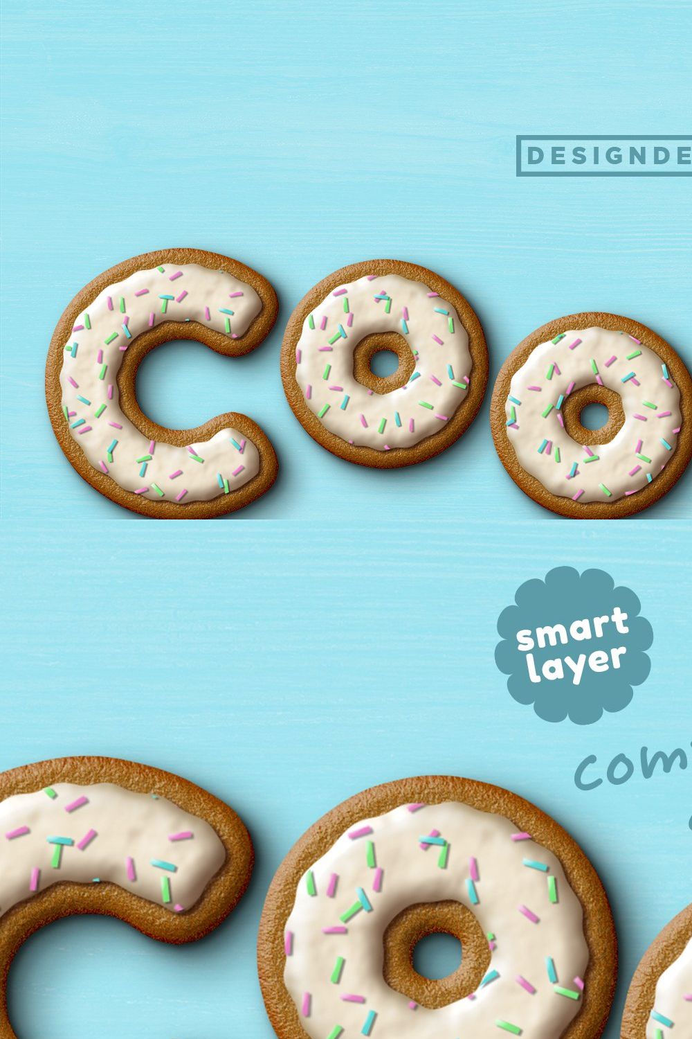 Cookie PSD Text Effect pinterest preview image.