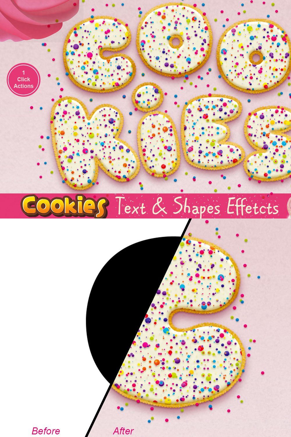 Cookies Text Effect Photoshop Action pinterest preview image.