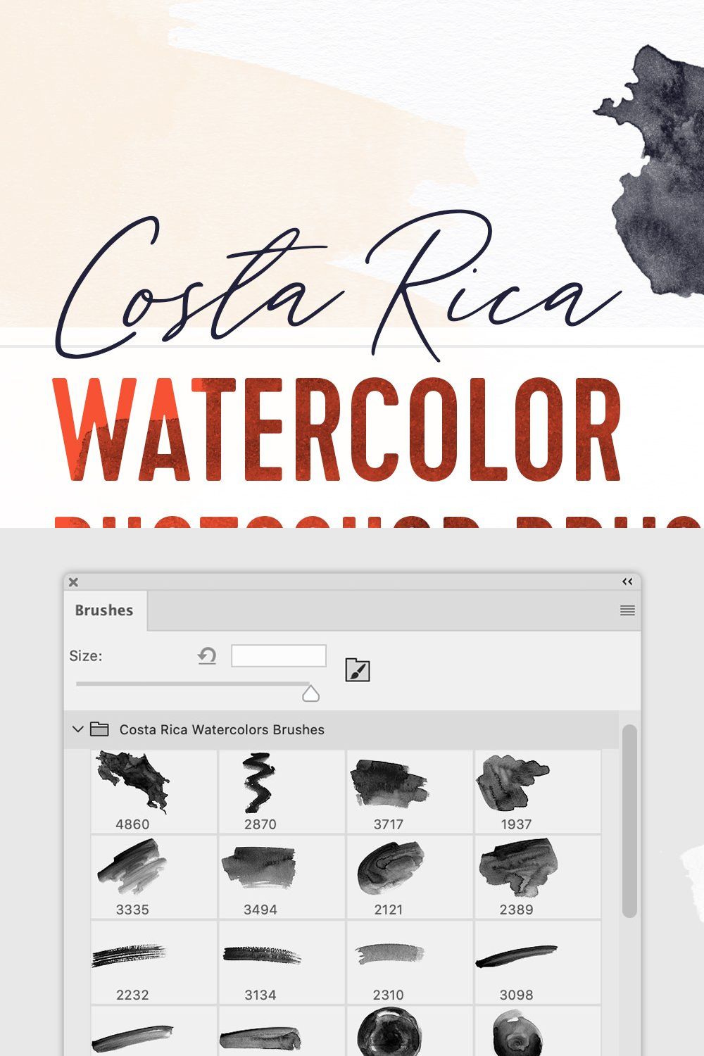 Costa Rica Watercolor PS Brush pinterest preview image.