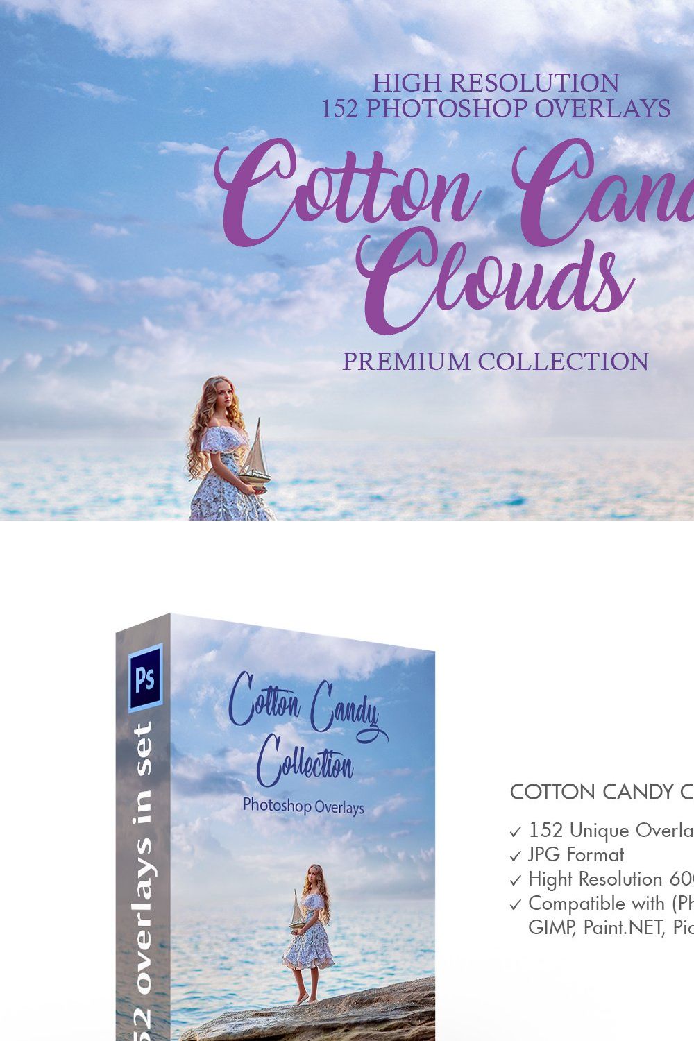 Cotton Candy Clouds Ps Overlays pinterest preview image.