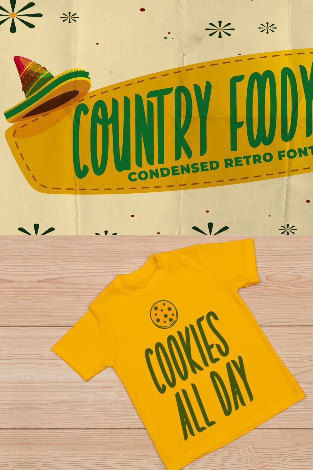 Country Foody - Condensed Retro Font pinterest preview image.