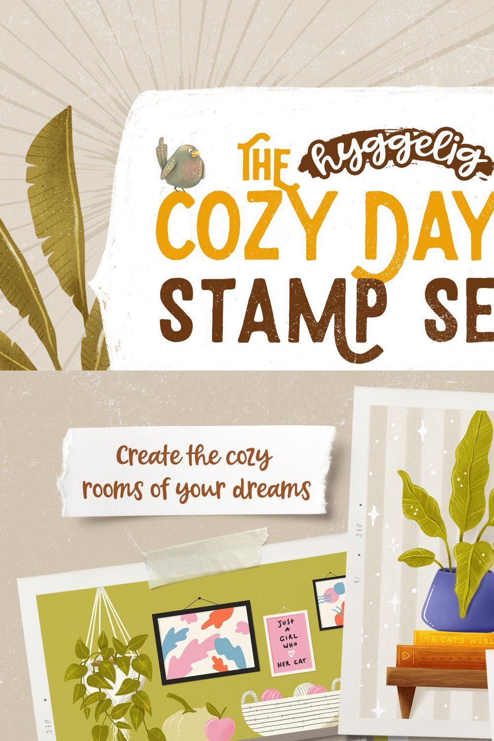 Cozy Days Stamp Set for Procreate pinterest preview image.