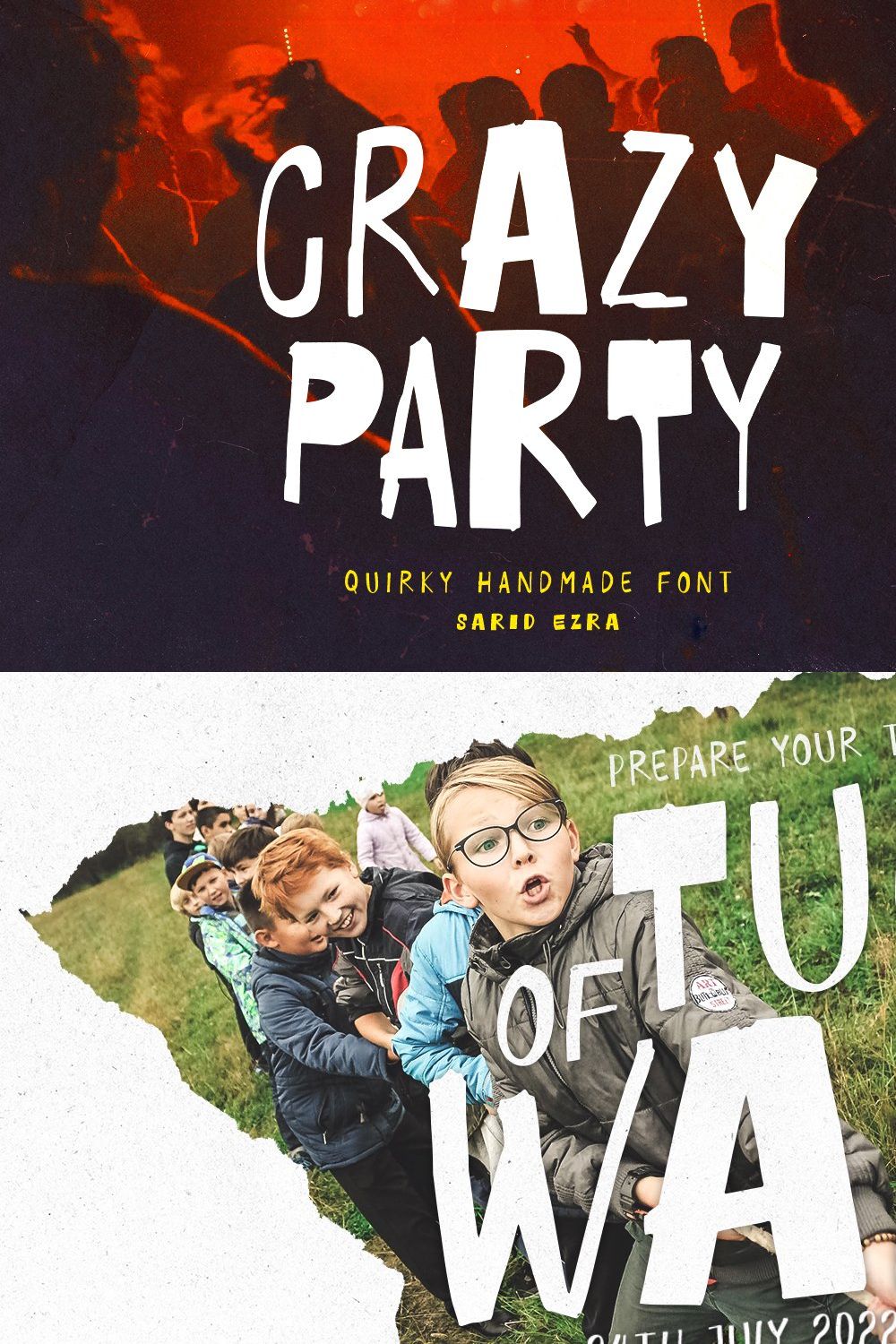 Crazy Party - Quirky Handmade Font pinterest preview image.