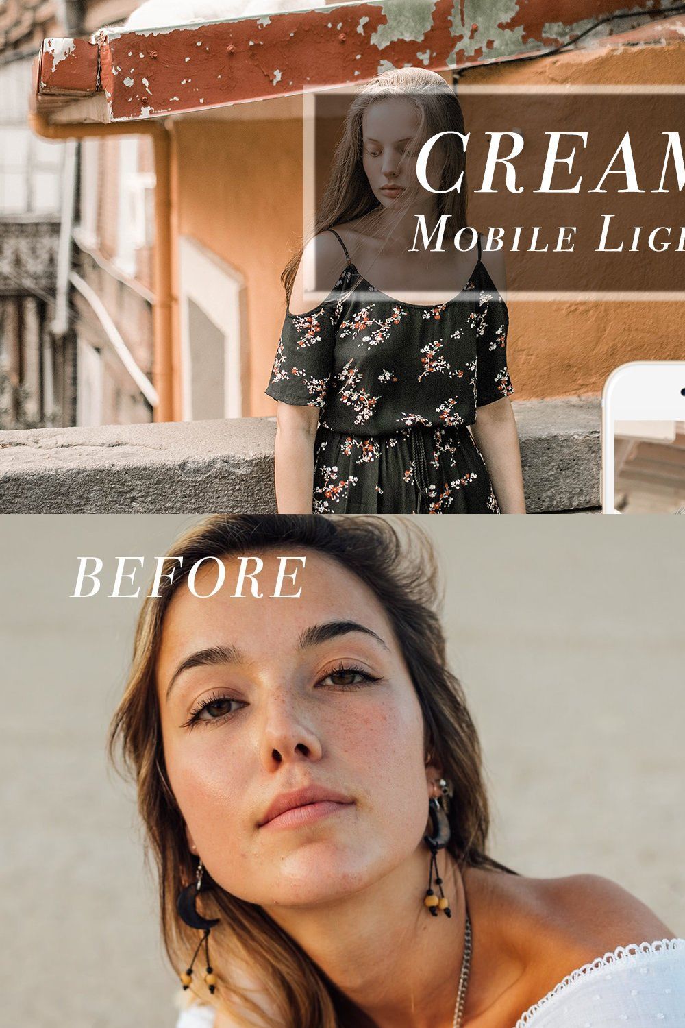 Creamy mobile Lightroom Preset pinterest preview image.