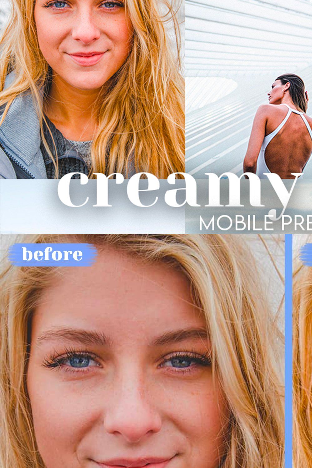 Creamy White Lightroom Presets pinterest preview image.