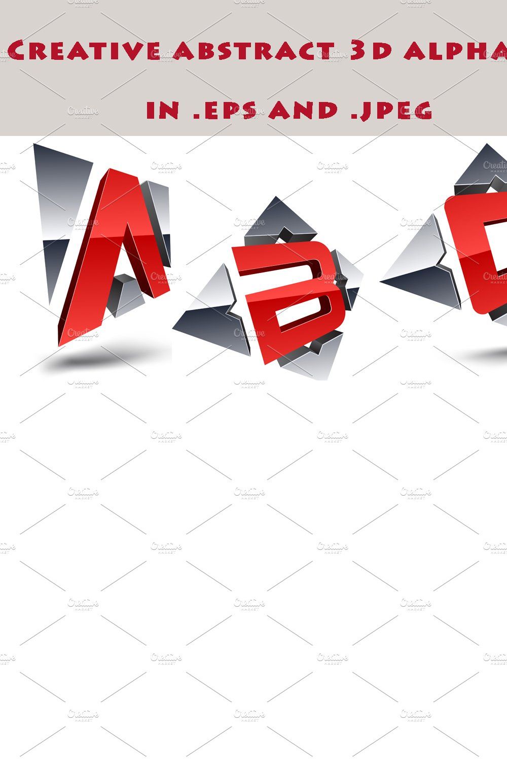 Creative abstract 3d alphabet pinterest preview image.