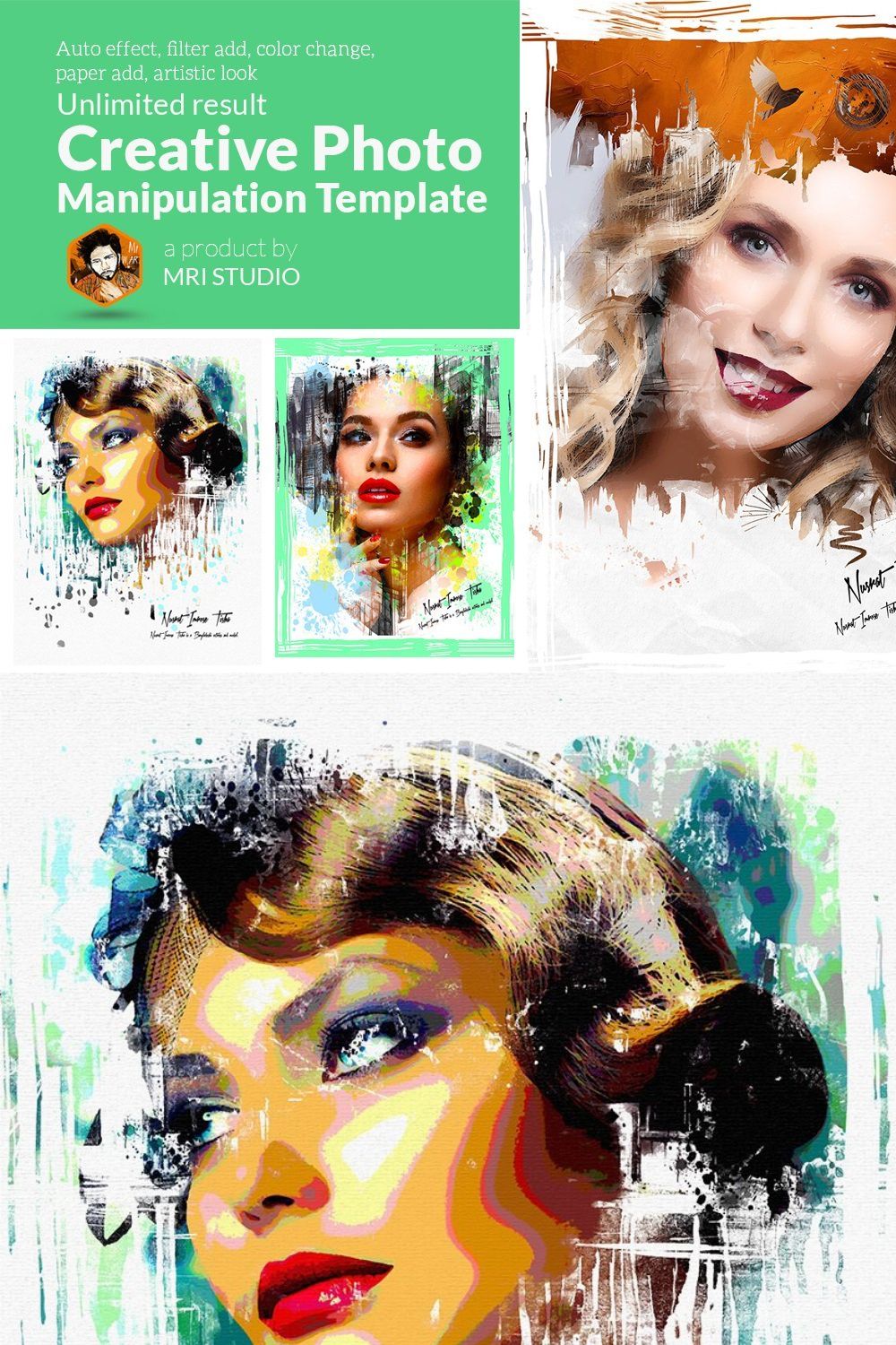 Creative Photo Manipulation Template pinterest preview image.