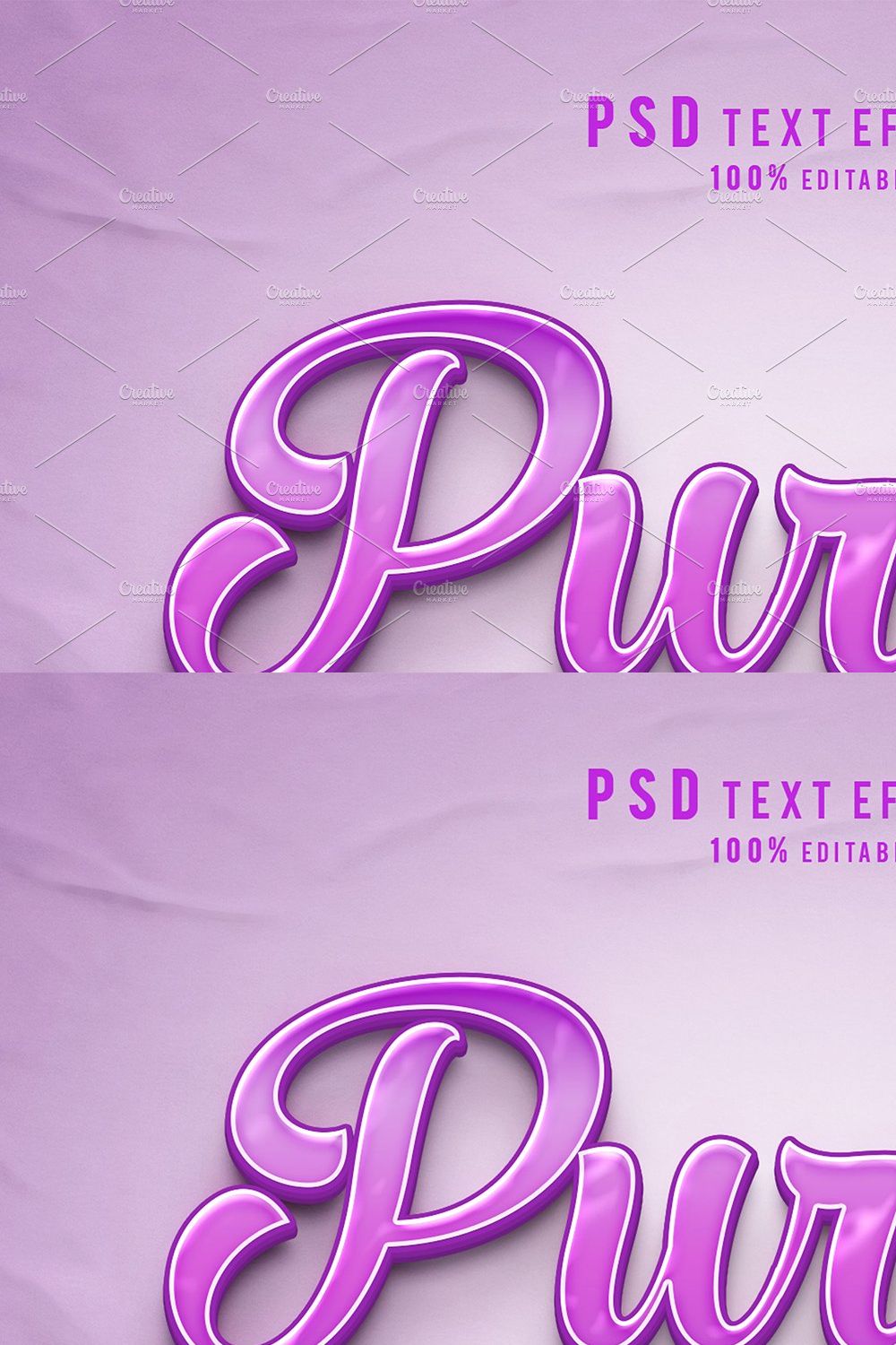 Creative Purple 3d text effects pinterest preview image.
