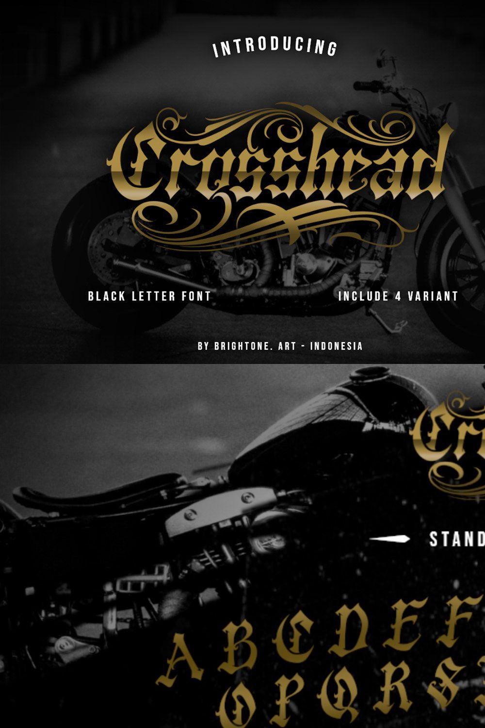 Crosshead - Blackletter type font pinterest preview image.