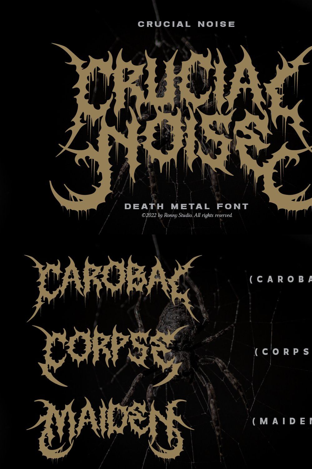 Crucial Noise - Death Metal Font pinterest preview image.