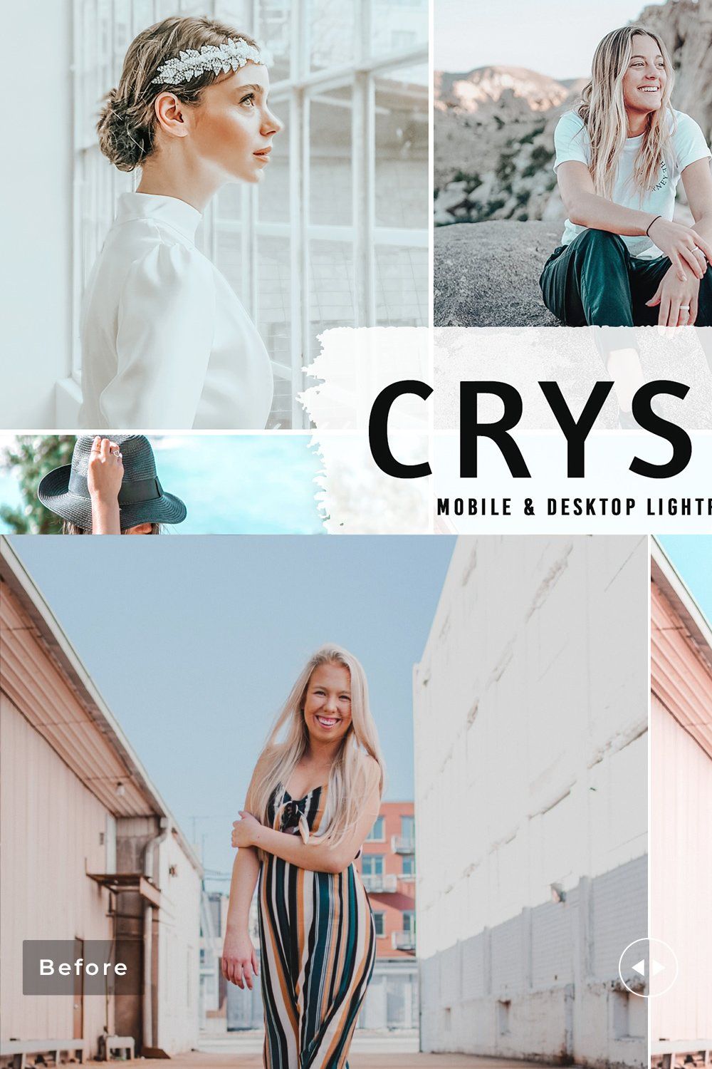 Crystal Pro Lightroom Presets pinterest preview image.