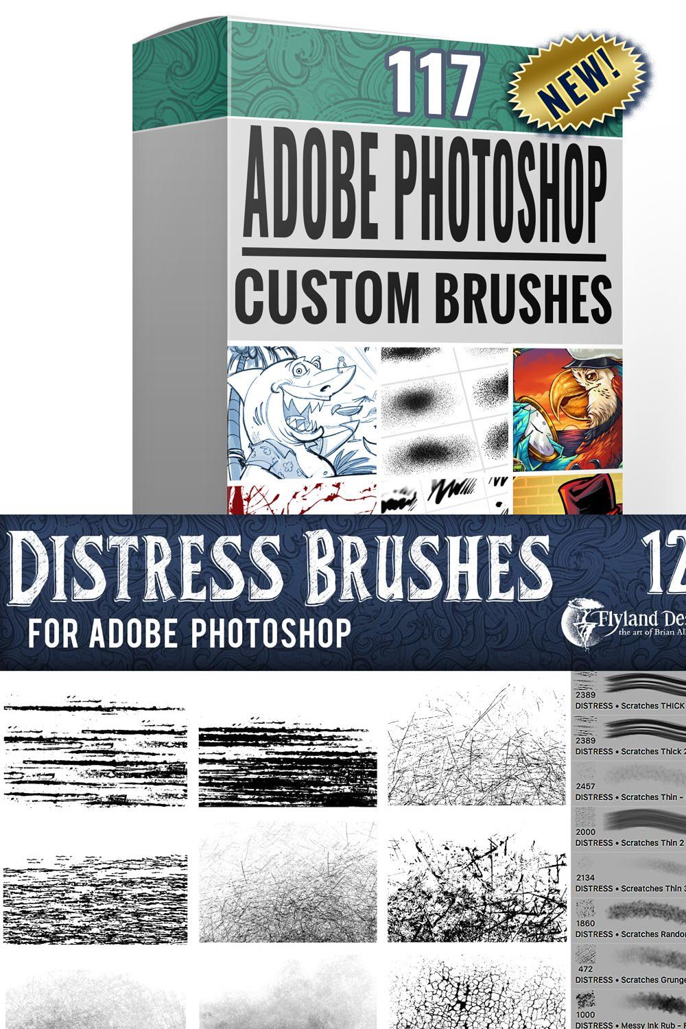 Custom Adobe Photoshop Brushes pinterest preview image.