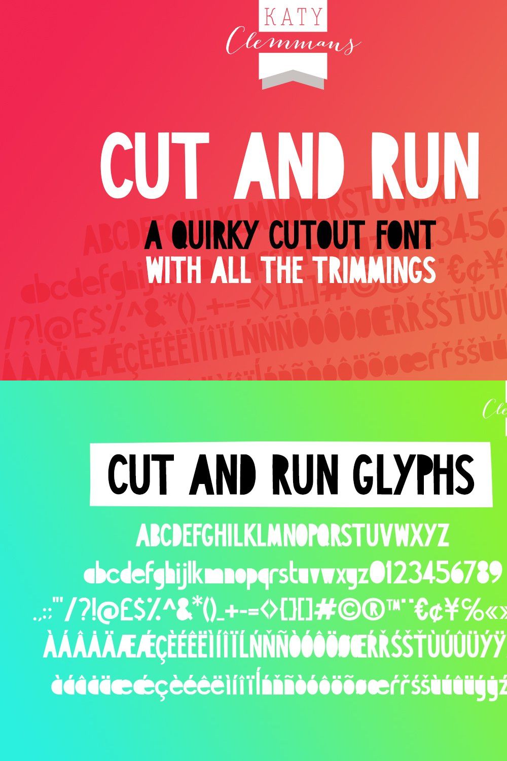 CUT AND RUN font pinterest preview image.