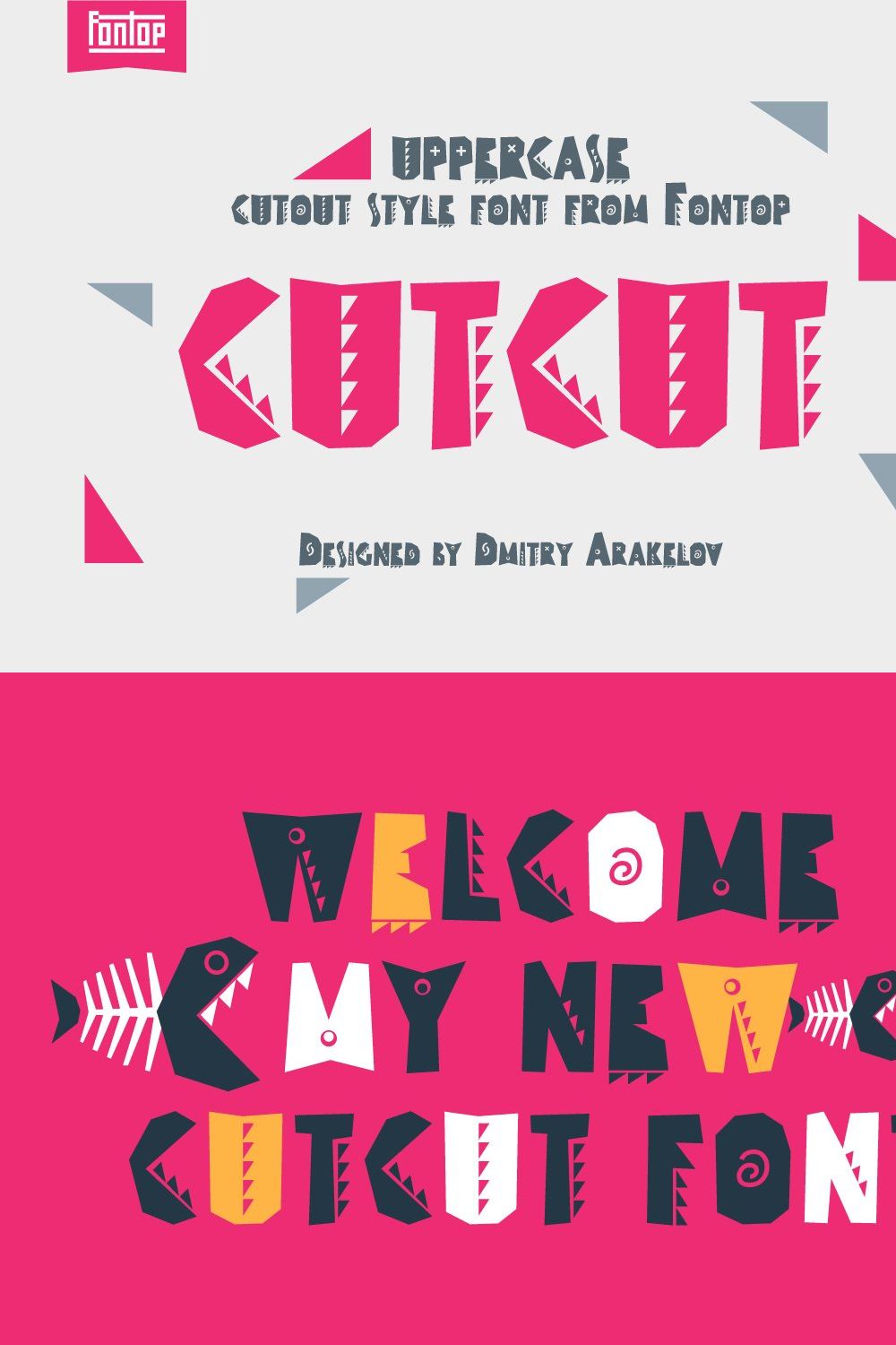 CUTCUT typeface pinterest preview image.