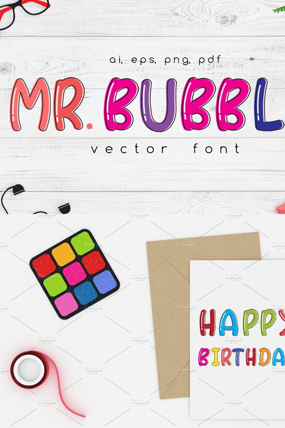 Cute Bubble Vector Font pinterest preview image.