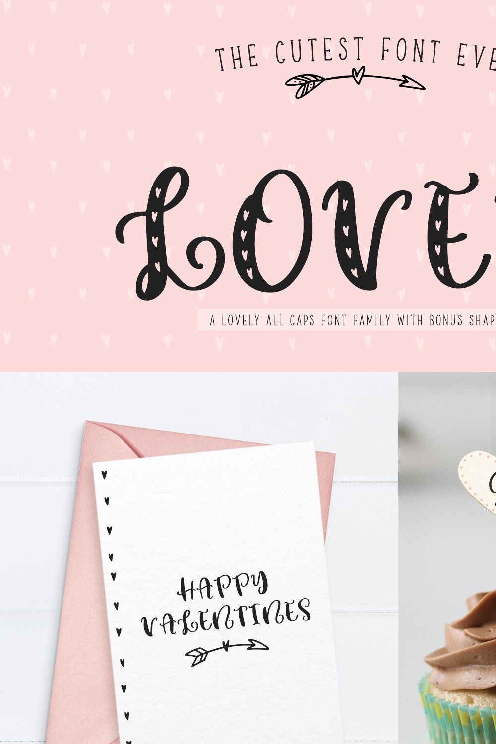 Cute heart font family Lovey pinterest preview image.
