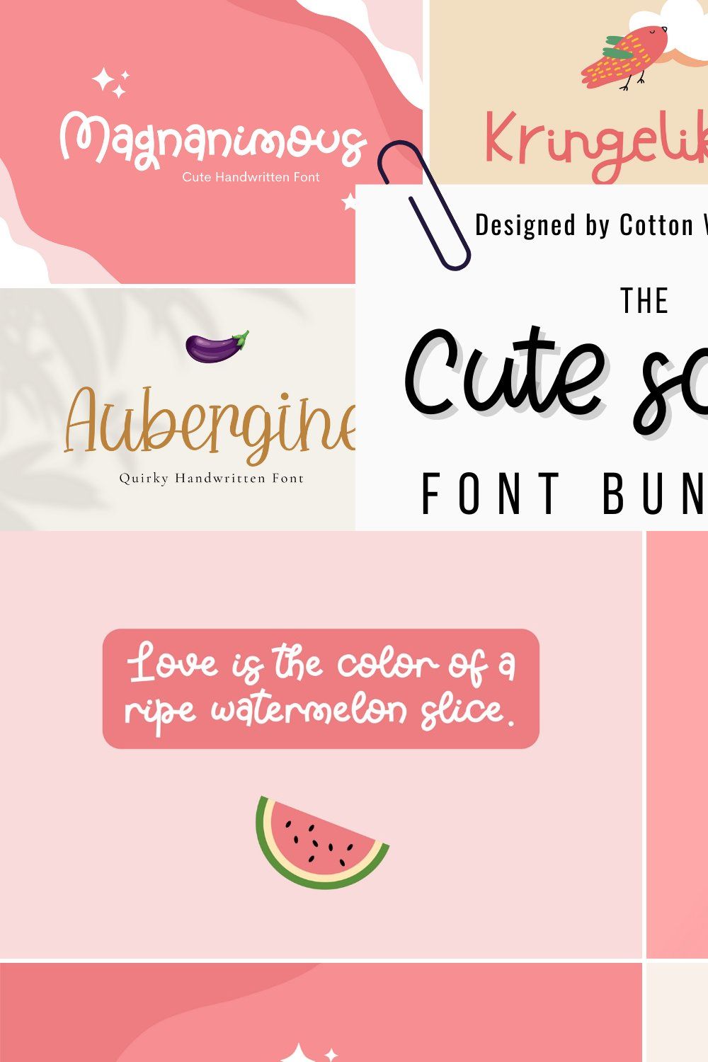 Cute Script Font Bundle pinterest preview image.