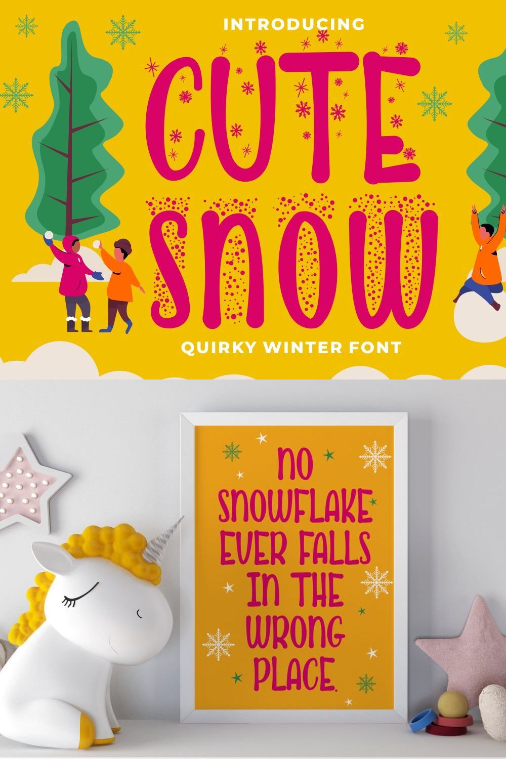 Cute Snow - Quirky Winter Font pinterest preview image.