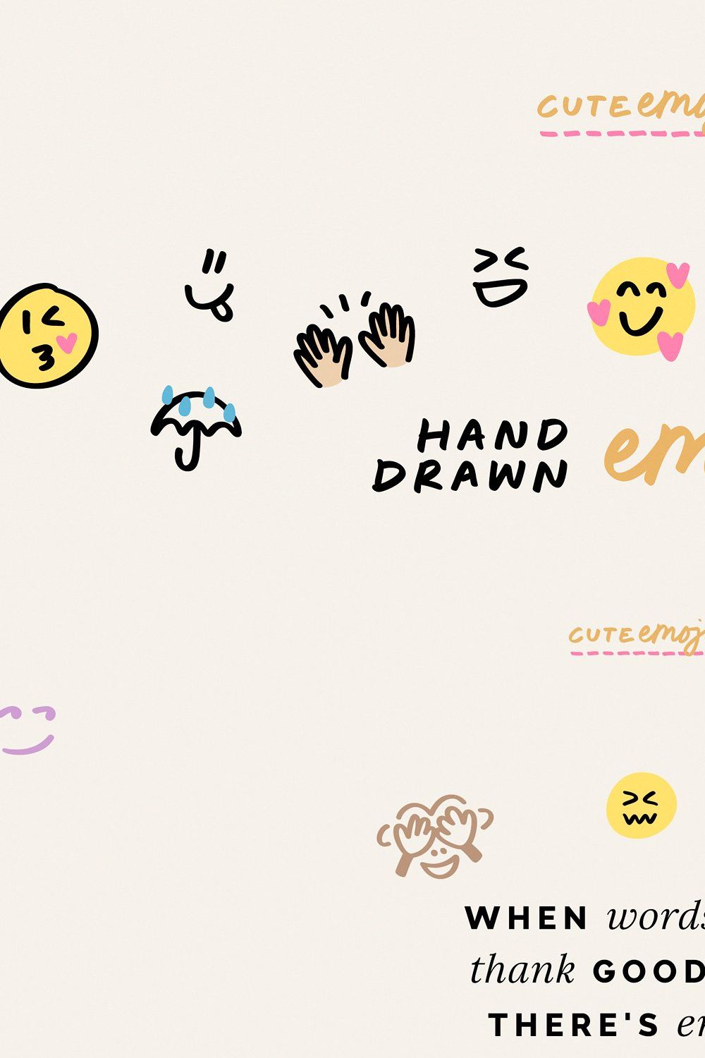 CuteEmoji hand drawn emojis font pinterest preview image.