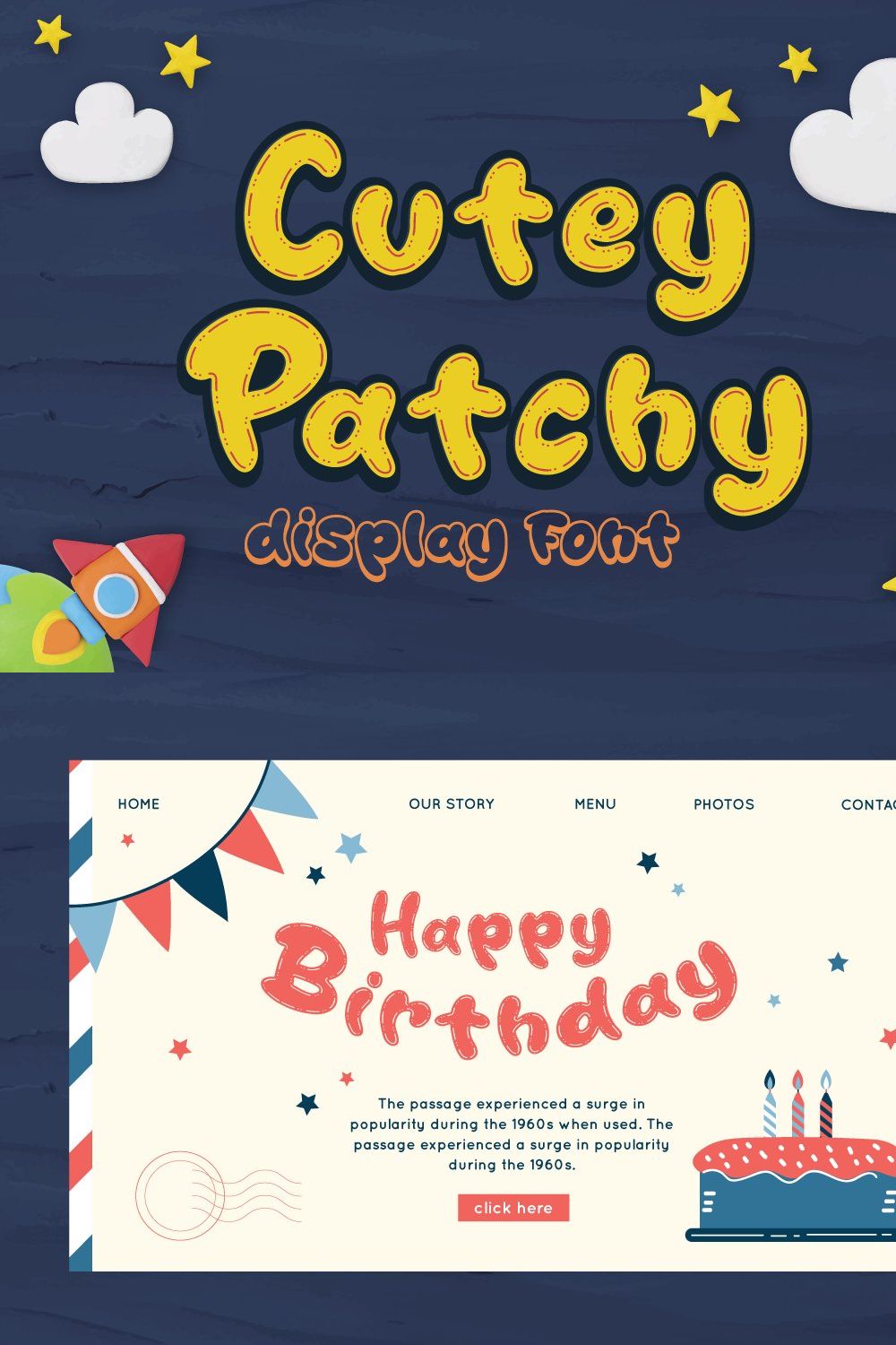 Cutey Patchy - Display Font pinterest preview image.