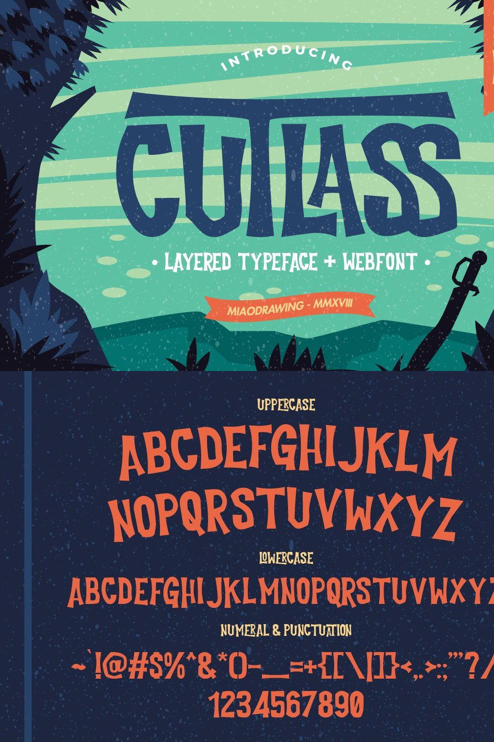 Cutlass Typeface + Bonus pinterest preview image.