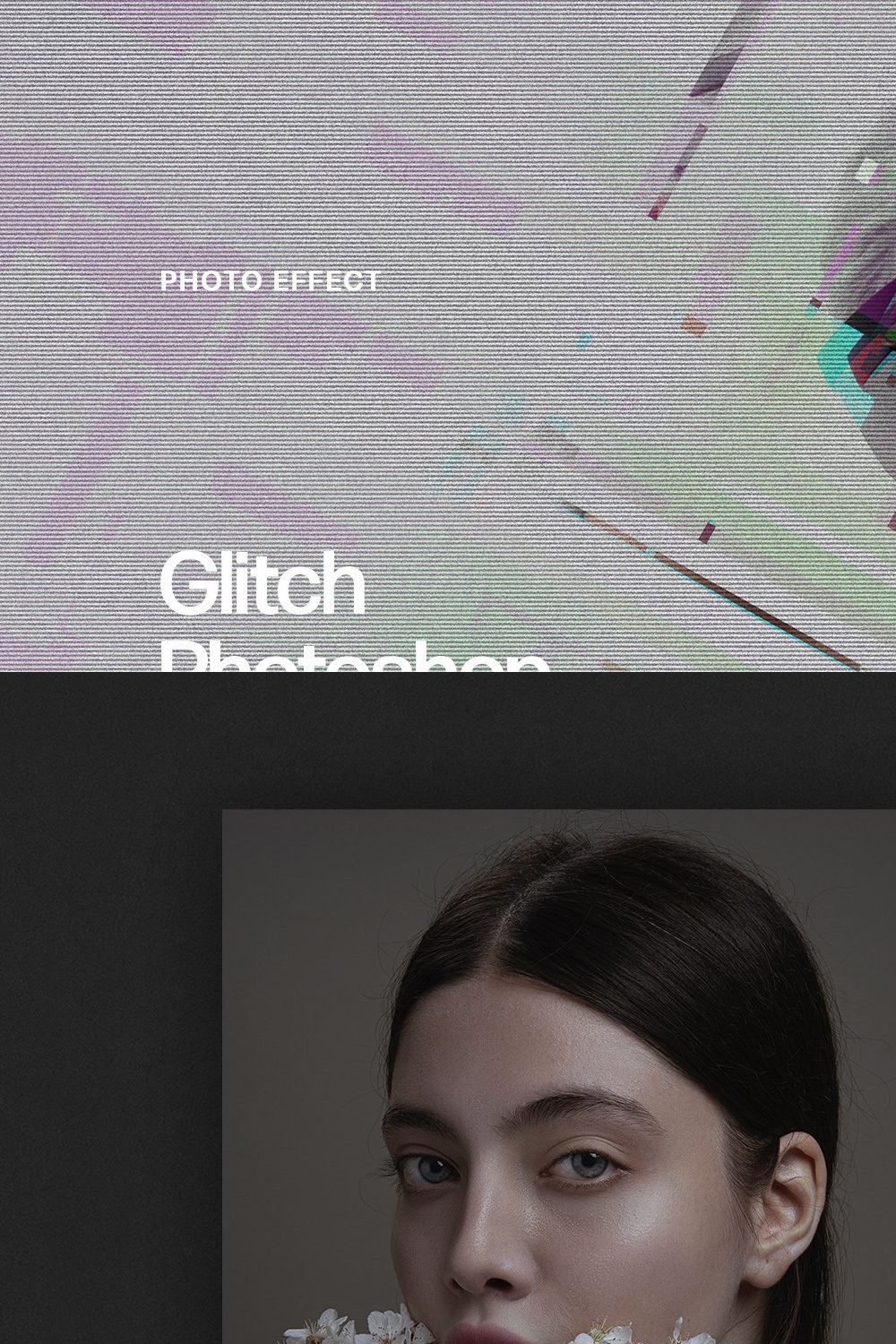 Cyber Glitch Photo Effect pinterest preview image.