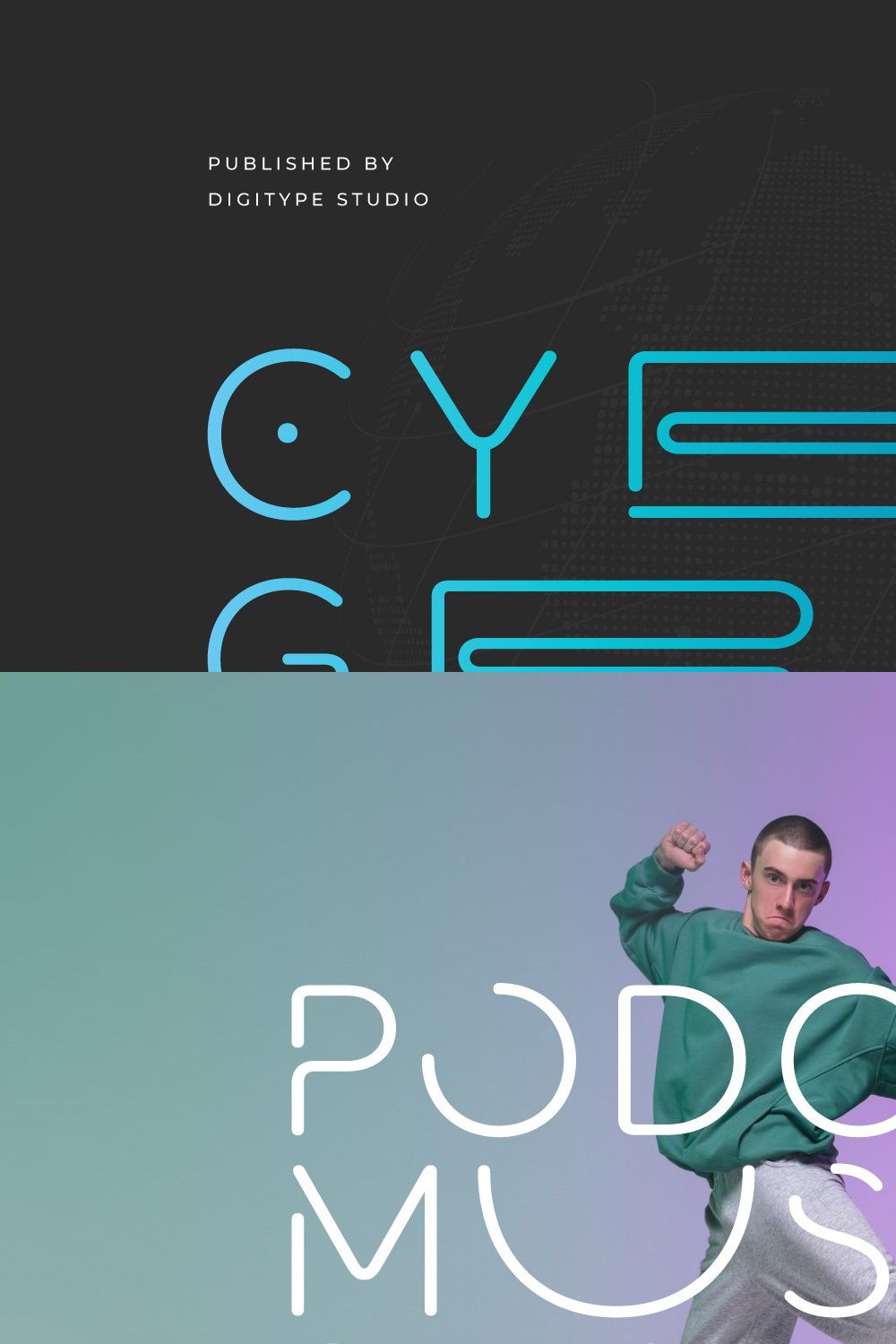 Cyber Graph | Futuristic Font pinterest preview image.