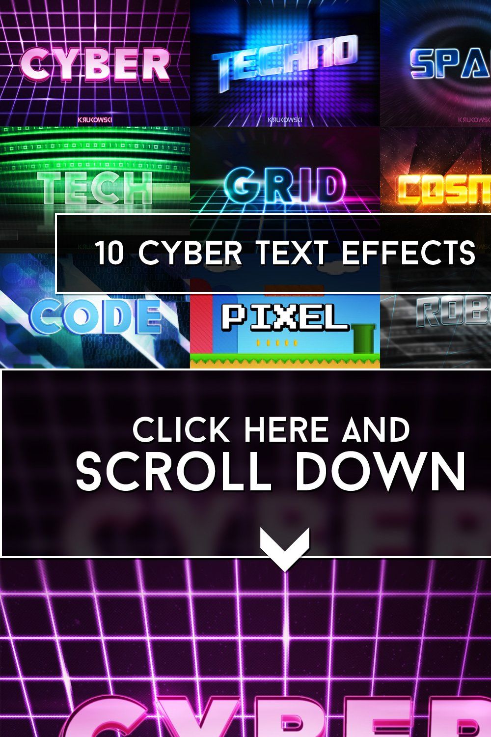 Cyber Text Effects pinterest preview image.