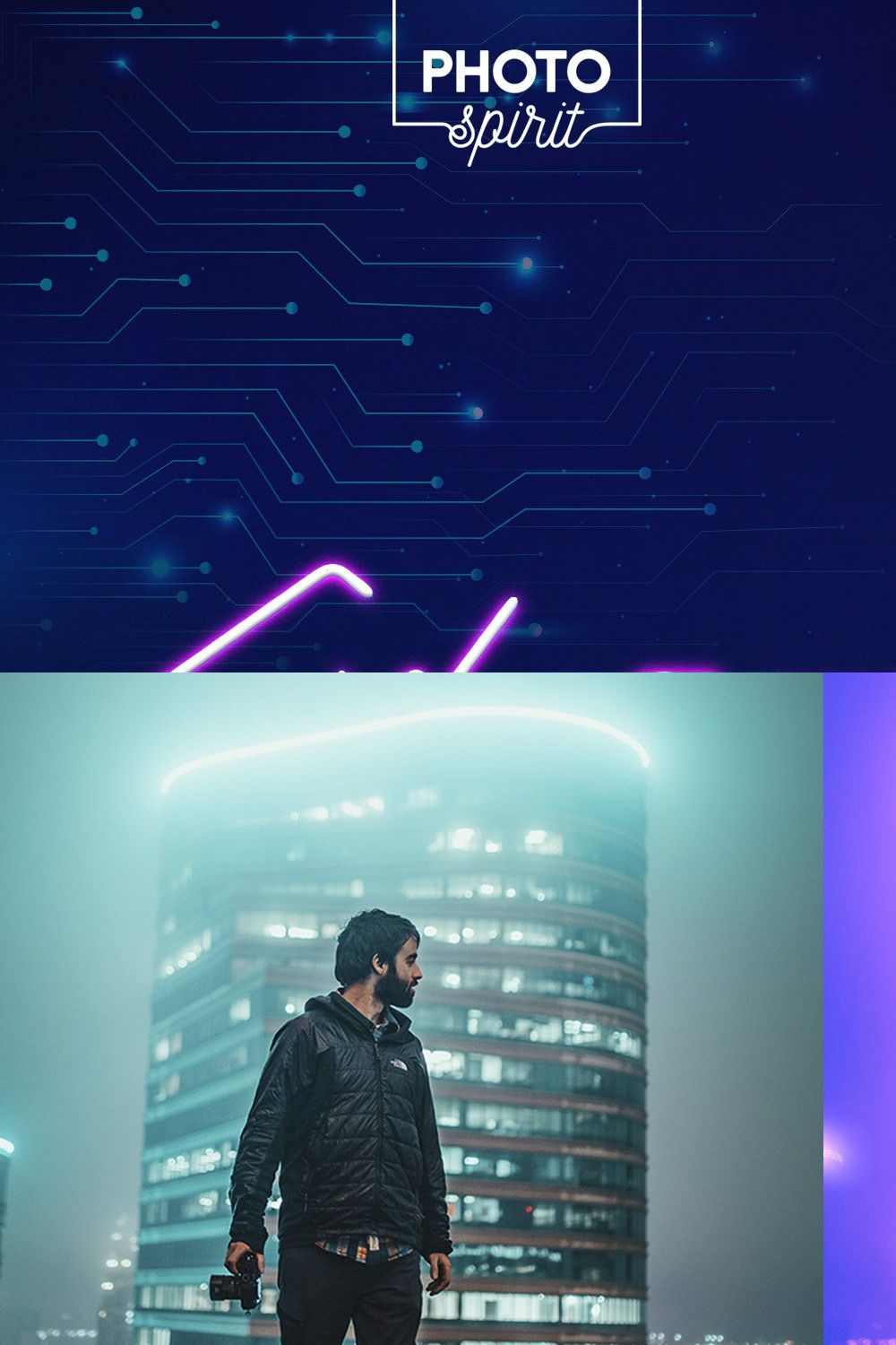 Cyberpunk Actions For Photoshop pinterest preview image.