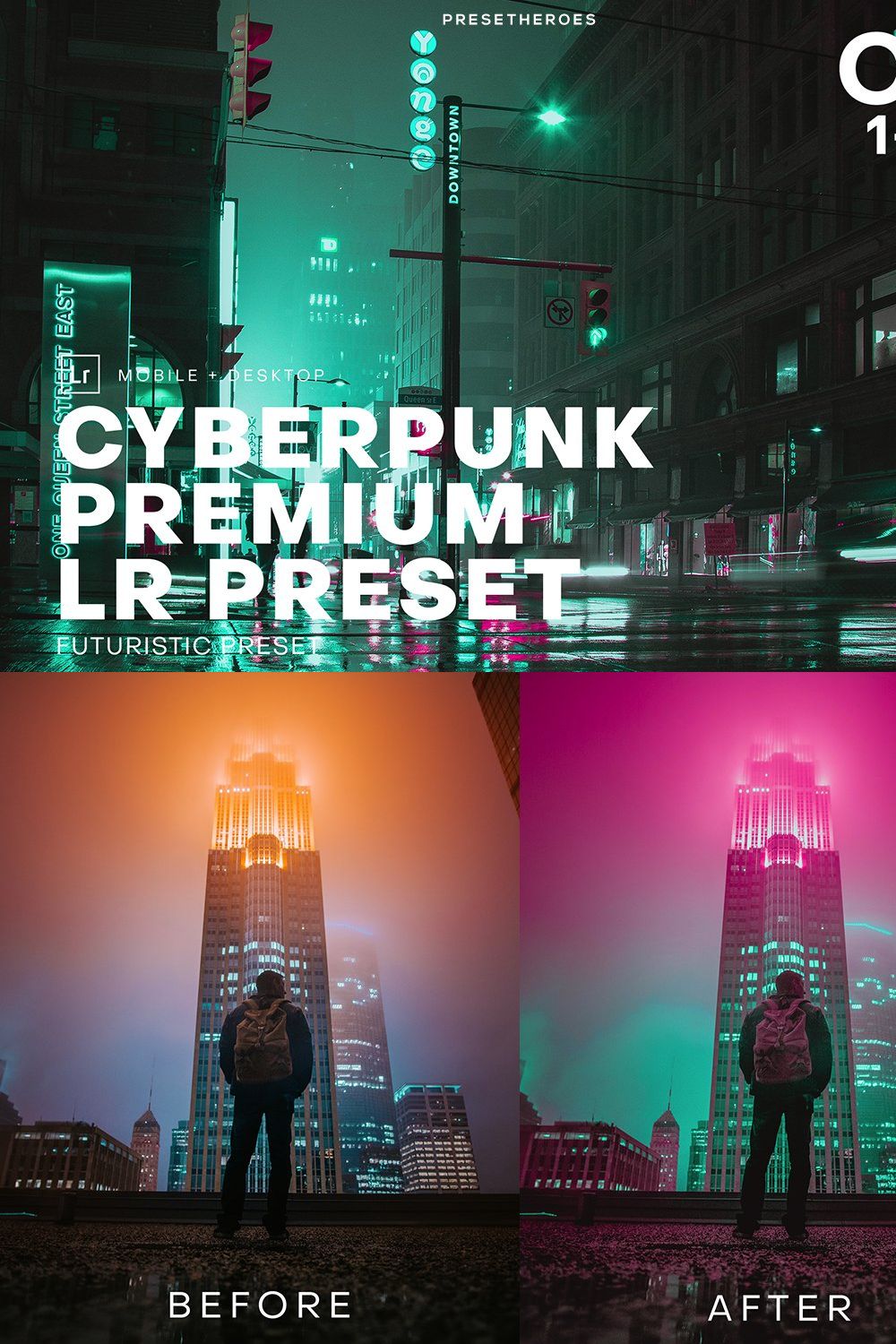 Cyberpunk Futuristic Lightroom pinterest preview image.