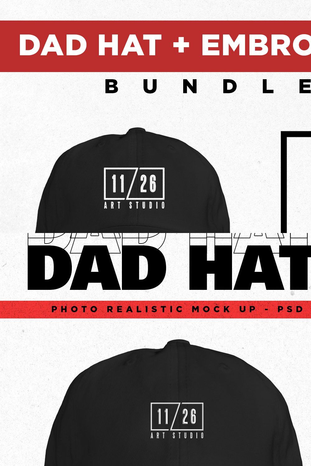 Dad Hat + Embroidery Action Bundle pinterest preview image.