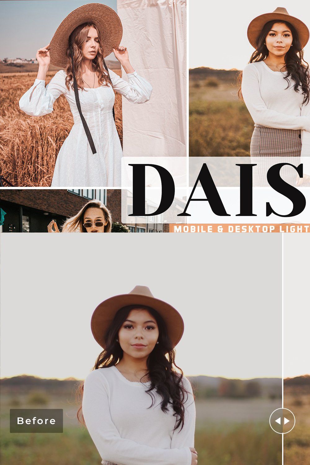 Daisies Pro Lightroom Presets pinterest preview image.