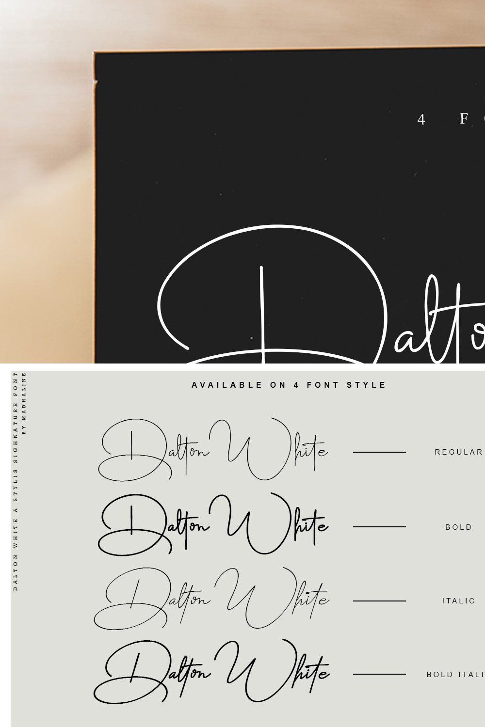 Dalton White 4 Font Style pinterest preview image.