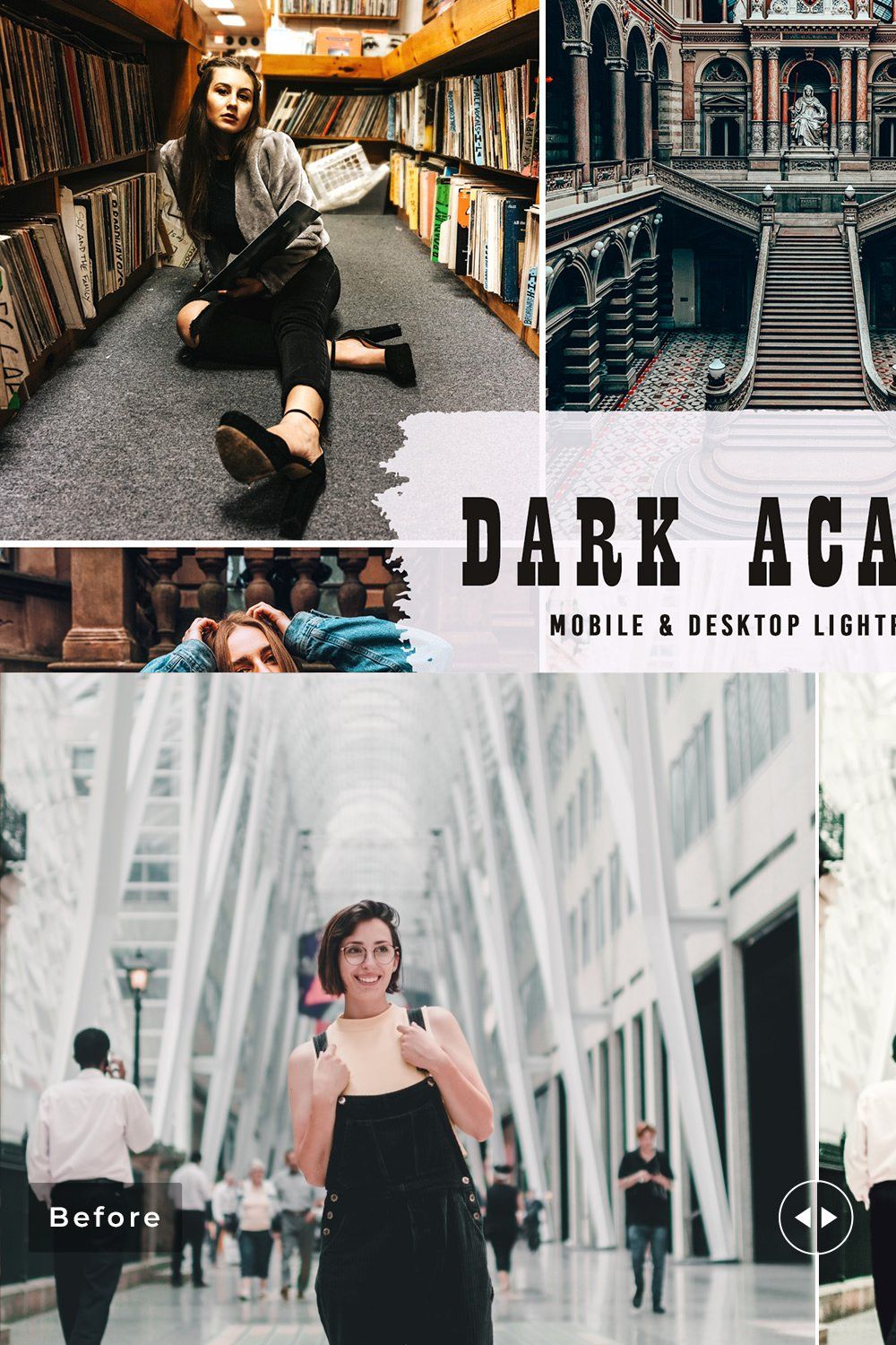 Dark Academia Pro Lightroom Presets pinterest preview image.