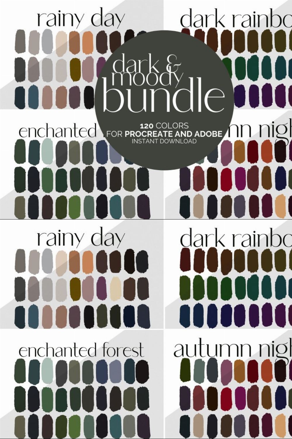 Dark and Moody Color Palette Bundle pinterest preview image.