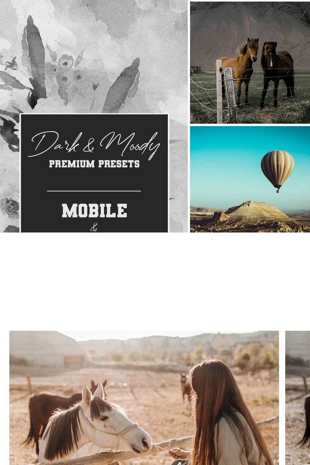 Dark and Moody Premium Presets pinterest preview image.