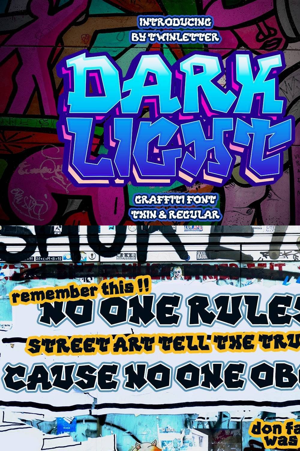 DARK LIGHT - Graffiti Style Font pinterest preview image.