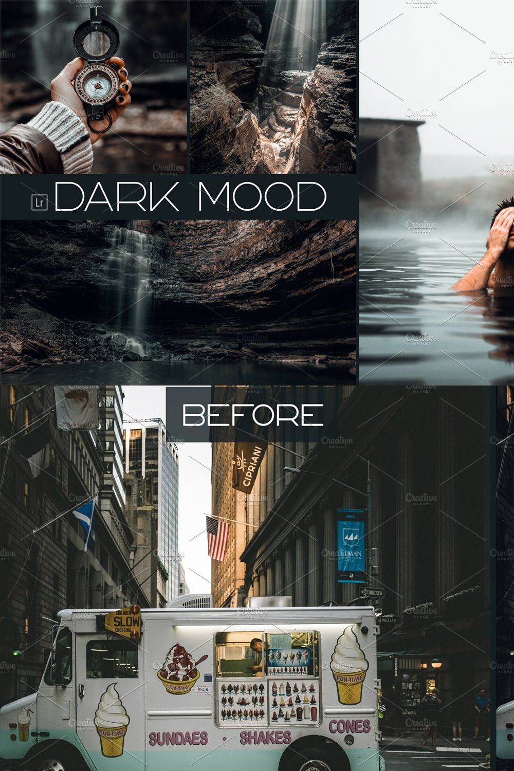 Dark Mood Lightroom Presets pinterest preview image.