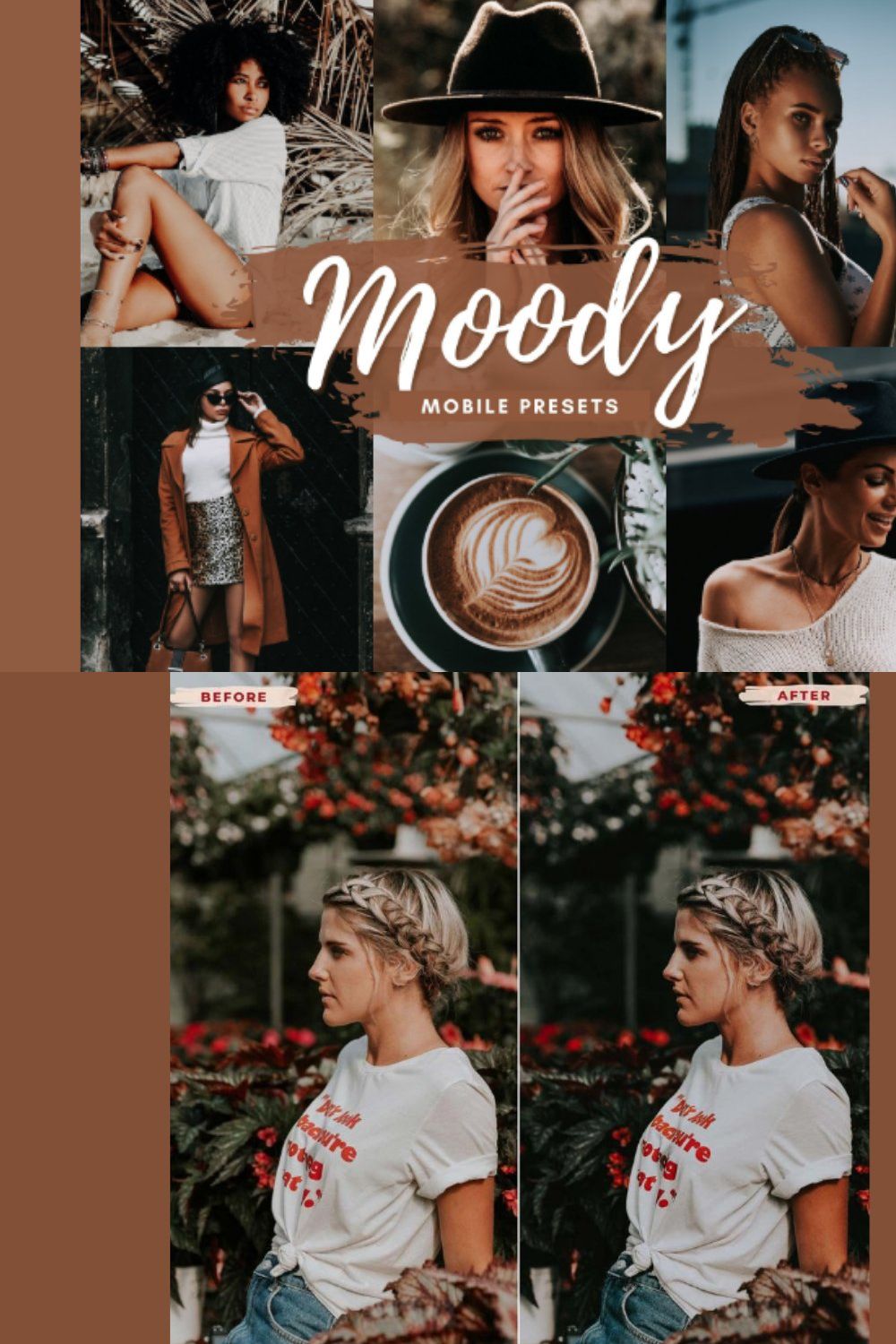 DARK MOODY Mobile Lightroom Presets pinterest preview image.