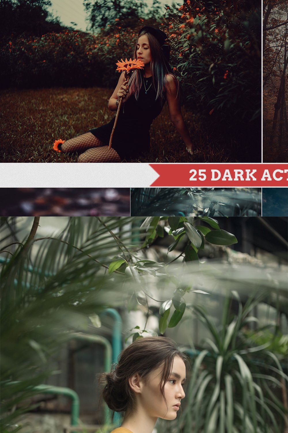 Dark Photoshop Actions pinterest preview image.