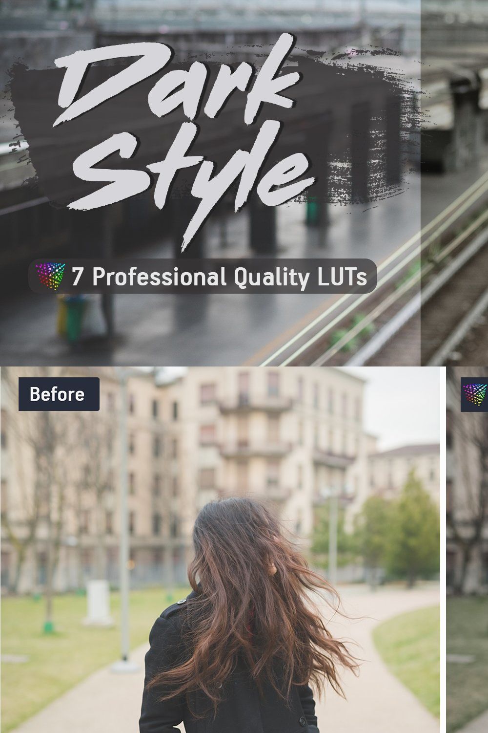 Dark Style Video LUTs pinterest preview image.