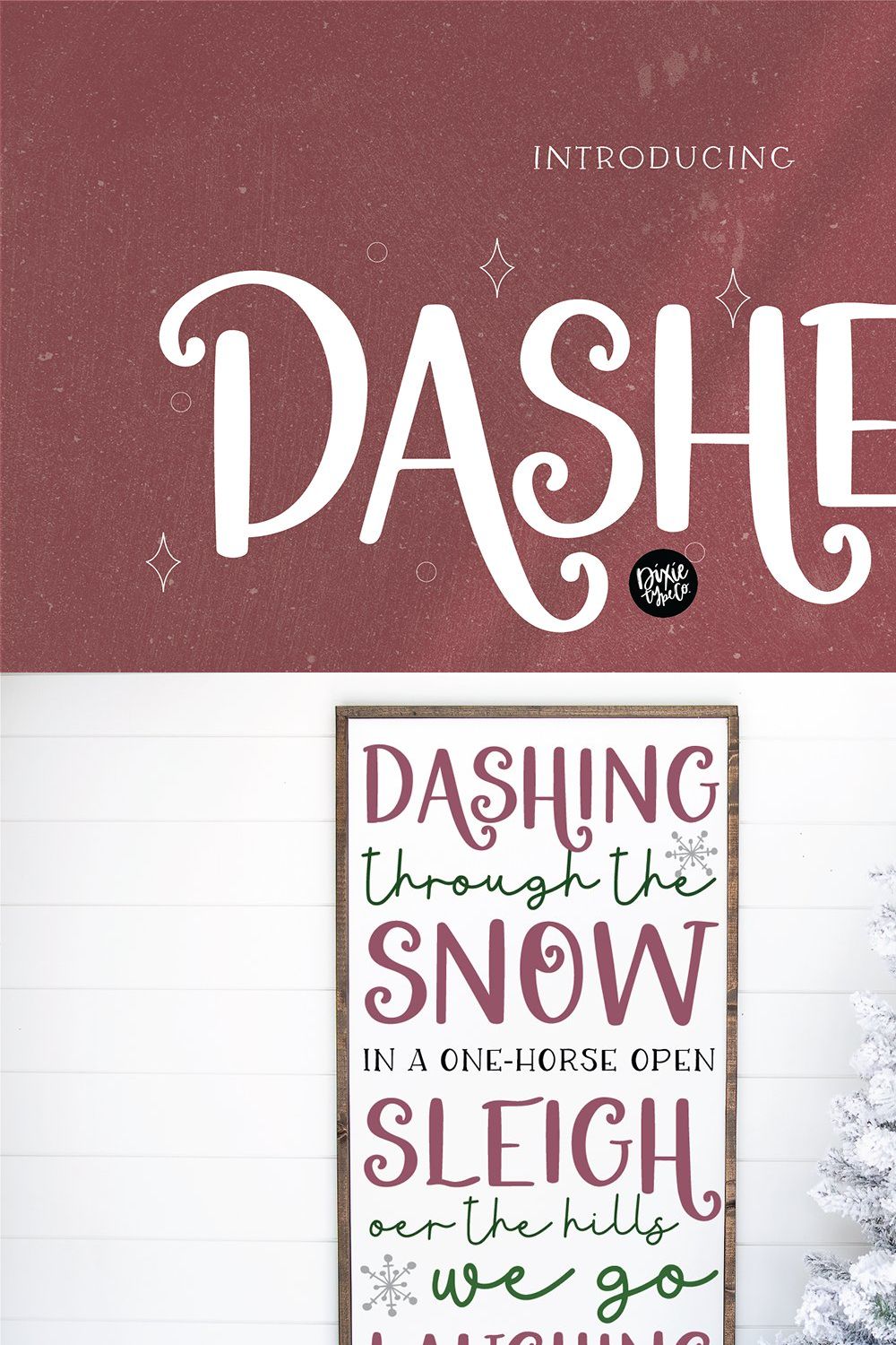DASHER Farmhouse Christmas Font pinterest preview image.